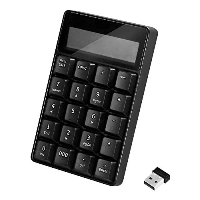 Image de LogiLink ID0199 Clavier sans Fil (2,4 GHz) avec Calculatrice et écran LCD, Noir