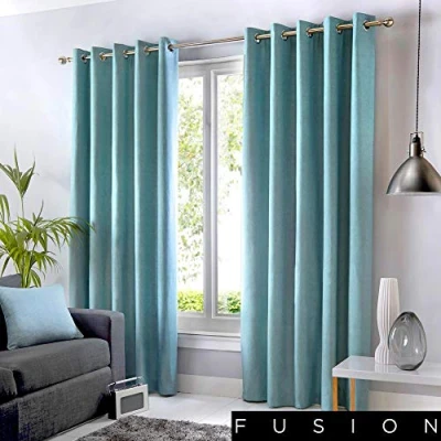 Image de Fusion Sorbonne Paire de Rideaux à œillets 100% Coton, Tissu, Bleu Canard, 1 Count (Pack of 1)