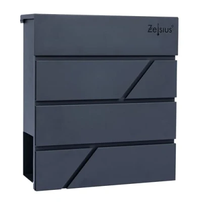 Image de Zelsius Boîte aux lettres Solid avec compartiment à journaux en RAL7016 anthracite Effet Soft Close intégré Montage mural ou sur pied murale