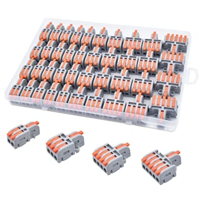 Image de XALXMAW 40 Pièces Electrical connector kit with lever, Petit Borne de connexion Fil Compact Avec Levier, Peut être Librement Combiné