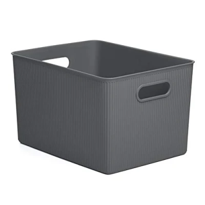 Image de TATAY Panier de Rangement Rectangulaire Baobab, Capacité 22 L, Polypropylène, Sans BPA, Gris Anthracite. Mesure 29,4 x 38,5 23 cm