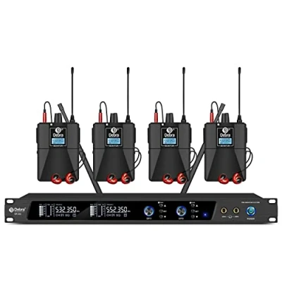 Image de D Debra Audio Pro ER 202 UHF Système de Surveillance sans Fil avec émetteur et récepteur pour scène, Studio d&#039;enregistrement, Musicien, (4 Bodypack with Transmitter)