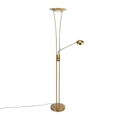 Image de Qazqa ibiza LED Dimmable Lampadaire avec lampe de lecture variateur inclus 1 lumière H 180 cm Bronze Moderne éclairage intérieur Salon I Chambre