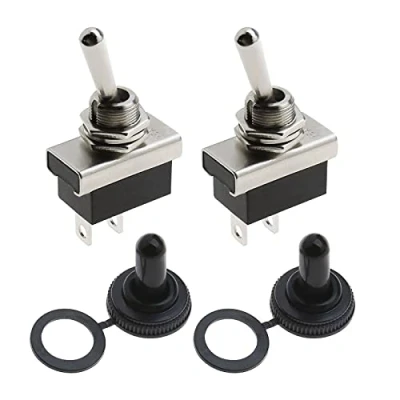 Image de YINETTECH Lot de 2 interrupteurs à bascule SPST broches 12 V CC 25 A Interrupteur ON/OFF avec couvercle étanche pour voiture électrique