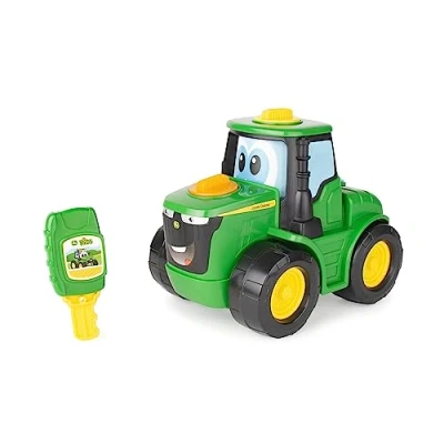 Image de John Deere Johnny Tracteur Key &amp; Go de Jouet interactif 15 Fonctions Roule, s&#039;allume, émet des Sons, Change Visage Jouets éducatifs pour garçons et Filles 18 Mois Plus