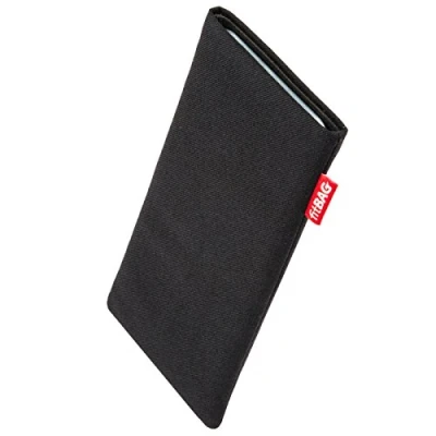 Image de fitBAG Rave Noir en Tissu Pochette customisée adaptée Housse de Protection pour Apple iPhone 16 Pro Max 6.9&quot; Nettoyage l’écran Fabriqué Allemagne