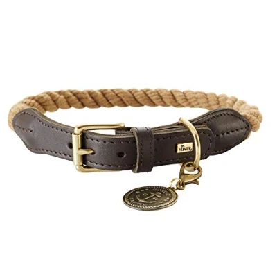 Image de Hunter List Collier pour Chien en Corde Solide avec Embouts Cuir et ferrures Laiton