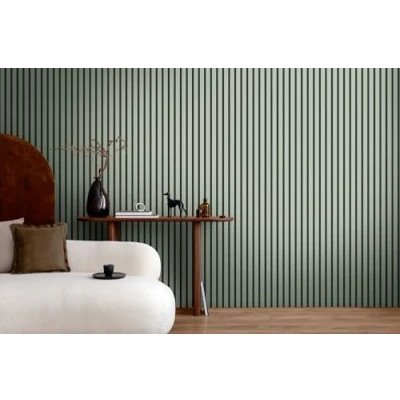 Image de A.S. Création Papier peint intissé avec motif lambris 0,53 x 10,05 m Vert clair Noir imitation bois Made in Germany 786282