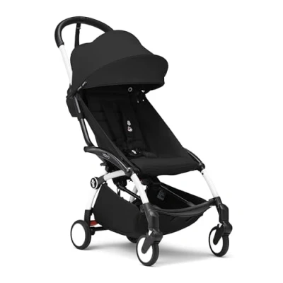 Image de Poussette Stokke YOYO3 6+ Cadre blanc + pack couleur noir capote Pliage facile, légère et compacte Compatible bagage cabine
