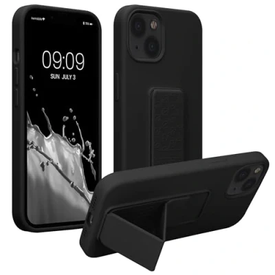 Image de kwmobile Coque Compatible avec Apple iPhone 13 Housse Support Doigt en TPU Silicone Protection Fonction Noir