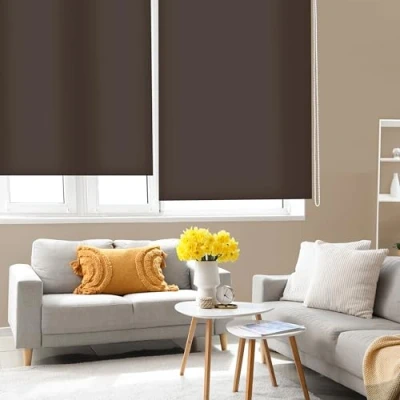 Image de Blindecor Ara Store enrouleur translucide uni Marron foncé, 160 x 175 cm (largeur hauteur) Taille du tissu 157 170 Stores pour fenêtres