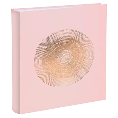 Image de Exacompta Réf. 16264E Album photos livre ELLIPSE 300 60 pages blanches format 29 x 32 cm couverture en simili cuir rose clair avec un marquage or rosé forme d&#039;ellipse