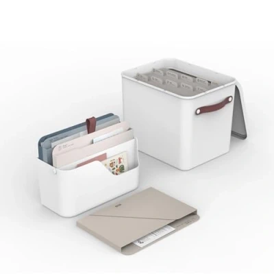 Image de Rotho MyPaper My Paper Plus Lot de 2 organiseurs documents en plastique PP sans BPA, blanc/rouge, 40 x 29,2 46,5 cm