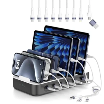 Image de 4smarts Station de charge Team 100W 5C/1A avec 6 fils, gris sidéral