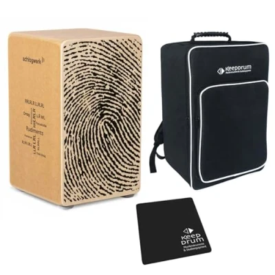 Image de Schlagwerk CP82 Cajon Rudiments Fingerprint + coussin d&#039;assise Keepdrum et sac de transport