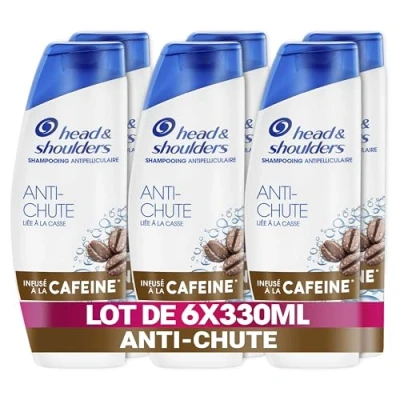 Image de Head &amp; Shoulders Anti chute Shampoing Antipelliculaire 6x330ml Usage Quotidien À la Caféine Jusqu&#039;à 100% Des Pellicules Éliminées, Cliniquement Prouvé Tous Types de Cheveux et Cuir Chevelu