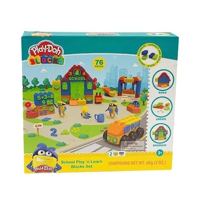 Image de PLAY DOH BLOCKS, Construction et création, Ecole, 76 pièces, Jouet pour Enfants à partir de 3 Ans, GIOCHI PREZIOSI, PLD01