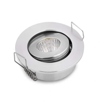 Image de Mini spot LED encastré réglable pour armoire Taille du trou 40 45 mm 3 W Argenté.