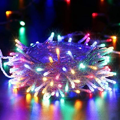 Image de Guirlande Lumineuse 10M 100 LED BrizLabs Multicolore Lumières de Noël Intérieur Batterie, 8 Modes Etanche avec Minuterie Fairy Lights pour Décoration Maison, Fête, Noël, Mariage, Câble Transparent