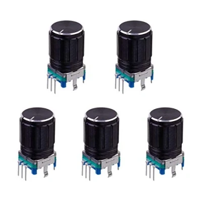 Image de BOJACK EC11 potentiomètre numérique Audio 360 degrés 5 broches encodeur rotatif code interrupteur avec capuchon de bouton (lot pièces)