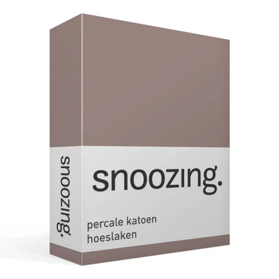 Image de Snoozing Drap Housse en Percale de Coton 200x220 cm Taupe