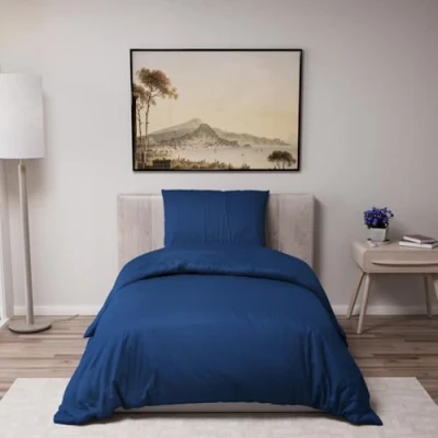 Image de Dreamzie Housse de Couette 135x200 cm avec 1 Taie Oreiller 80x80 Bleu Foncé Parure Lit en 100% Microfibre Certifié sans Produits Chimiques (Oeko TEX)