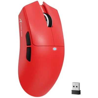 Image de ATTACK SHARK X11SE Souris de Jeu sans Fil, Ultra légère, 63g, avec Capteur PixArt PAW3311, 22000 PPP, Trimode BT/2,4GHz/Filaire, 1000 Hz, Batterie 300mAh, Double Pilote, pour PC/Mac (Rouge)