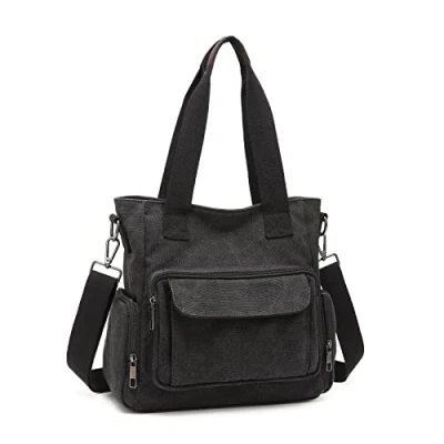 Image de Kono Eb2125, Sac à Main en Toile pour Femme Mixte, Noir, M