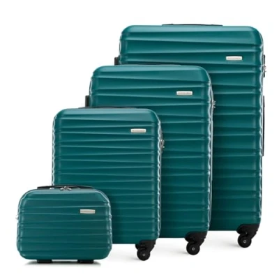 Image de WITTCHEN Valise de Voyage Bagage à Main Cabine Rigide en ABS avec 4 roulettes pivotantes Serrure Combinaison Poignée télescopique Groove Line Set Valises Vert