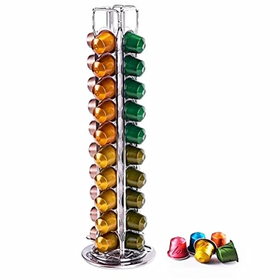 Image de Wdmiya Support Capsules Nespresso, Porte Dosette Nespresso Café Rotatif 360 Degrés, Distributeur de Capsule Range, Rangement Presentoir pour 40 Pièces