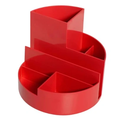Image de MAUL organisateur de bureau MAULrundbox 140x125mm Organiseur stylé à 6 compartiments pour ranger stylos, ciseaux et carte notes Rangement pratique le Rouge