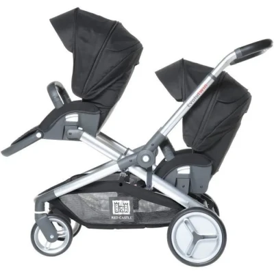 Image de RED CASTLE, Poussette bébé Jumeaux/Tandem/Double, Dès la naissance, Siéges réversibles/dossier 3 positions, Grand panier de rangement, Chassis réglable, Modulable, Evolutwin, Noire