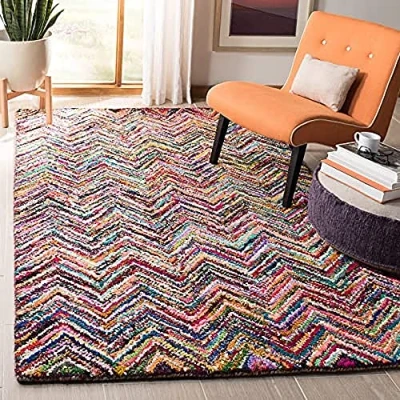 Image de Safavieh Grand Tapis de Salon rectangulaire pour Une Utilisation en intérieur, Mélange Coton, Multicolore, 160 X 230 cm