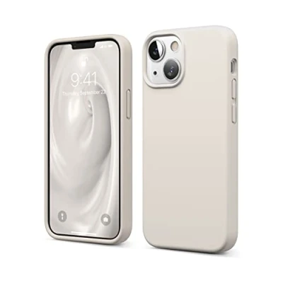 Image de elago Coque Silicone Liquide Compatible avec iPhone 13 Mini (5.4&quot;), Case en Premium, Étui Protection Complète Cover Antichoc à 3 Structure (Stone)