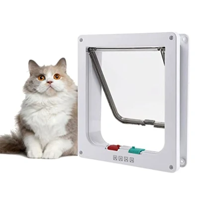 Image de Grande porte pour chat 23,5 x 25 5,5 cm 4 positions verrouillables Silencieuse Facile à installer Convient les chats, chatons et