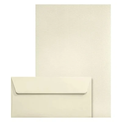 Image de Netuno Lot de 50 Enveloppes format DIN long + feuilles papier à lettre écru A4 120 g qualité supérieure et avec filigrane pour invitations mariage