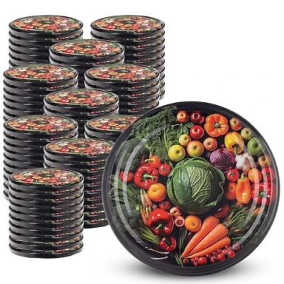 Image de KADAX Couvercle à vis fi82 mm x 100st, twist off Ensemble en métal, de rechange pour bocaux, avec 6 crans d&#039;encliquetage bocaux droits et conserve