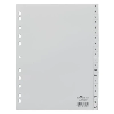 Image de Durable 651310 Intercalaires Format A4 20 Touches Alphabétiques A Z Internationales Perforations Universelles Polypro 120 Microns Coloris Gris Lot de