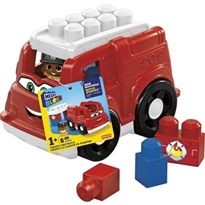Image de MEGA Bloks First Builders Camion de Pompiers, Voiture et Jeu Construction, 6 Pièces, Jouet pour Bébé Enfant 1 à 5 Ans, GCX09
