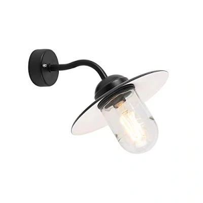 Image de QAZQA munich Applique murale 1 lumière L 260 mm Noir Rustique éclairage extérieur