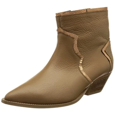 Image de L37 HANDMADE SHOES Femme Bottines en Cuir Naturel Chaussures Faites à la Main Confortables et élégantes Here Comes The Rain I Cheville, Marron Clair doré, 37 EU