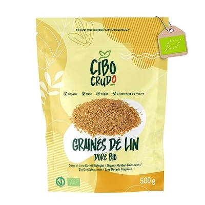 Image de Graine de Lin Doré Bio 500g. Graines Riche en Fibres Oméga 3 et Sels Minéraux. Organic Flax seeds.