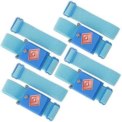 Image de GTIWUNG 4Pcs Bracelet Anti Statique Elastique, Dragonnes sans Fil de Décharge du Câble ESD, avec Bande Rallonge Rechange pour Electronique Sensitive Outils Réparation d&#039;Électronique