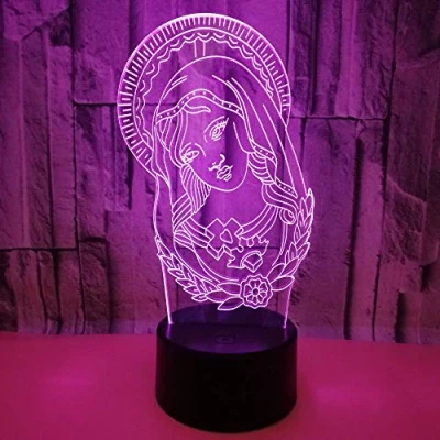 Image de HPBN8 Ltd Créatif 3D Vierge Marie Nuit Lampe Art Déco Lumières LED Décoration Lampes Touch Control 7 Couleurs Change Veilleuse USB Powered Enfants Cadeau Anniversaire Noël Cadeaux