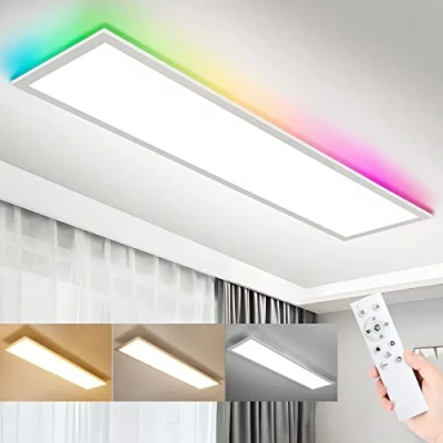 Image de OPPEARL Panneau LED 120x30 Dimmable, Plafonnier RGB avec télécommande, 40W 4400LM Lampe lumière du jour de plafond, 3000K 6500K lumineux