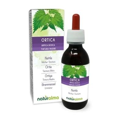 Image de Ortie (Urtica dioica) feuilles et racines Teinture Mère sans alcool Naturalma Extrait liquide gouttes 120 ml Complément alimentaire Végétalien ou végan