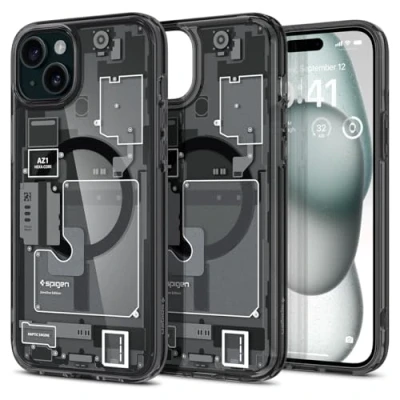 Image de Spigen Coque Magnétique pour iPhone 15 [Conception Schématique] en Dos PC et Bumper TPU Ultra Hybrid MagFit Zero One