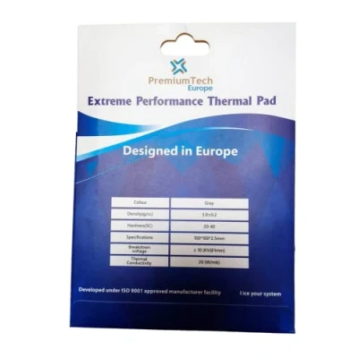Image de PremiumTech Europe Pad thermique professionnel de performance extrême avec conductivité 20 W/MK, idéal pour GPU ou CPU haut gamme (2,5 mm)