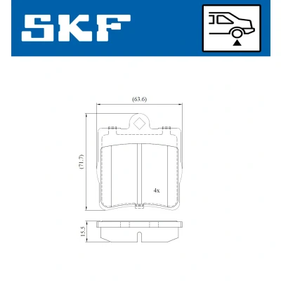 Image de SKF VKBP 90434 Jeu de plaquettes frein non préparé pour indicateur d&#039;usure MERCEDES BENZ: Classe C Berline, E Break