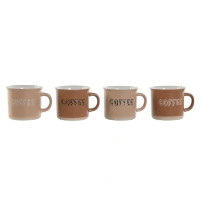 Image de Ensemble de tasses à café HOME ESPRIT Marron Grès 4 pièces 180 ml